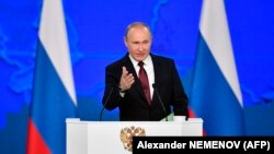 Владимир Путин выступает с посланием перед Федеральным собранием России, 20 феараля 2019 года